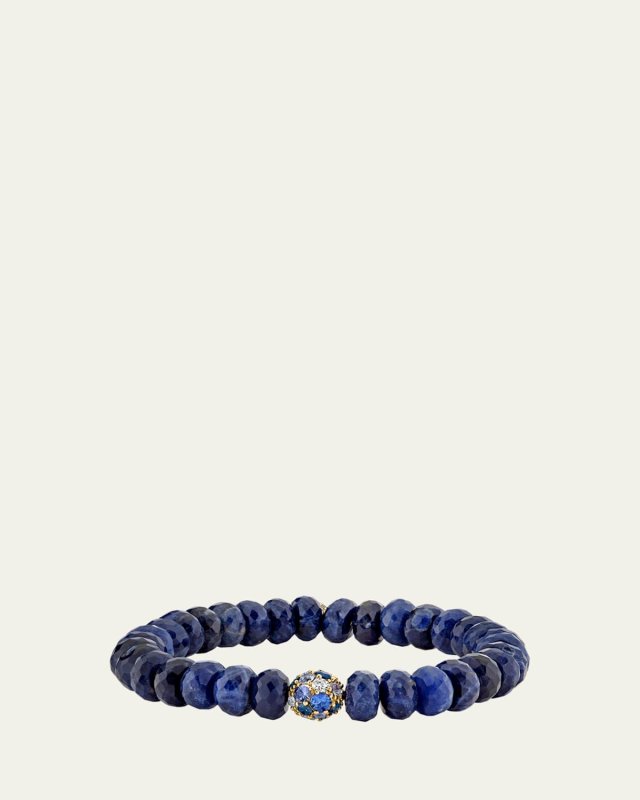 14K Gold Cocktail Ball Sapphire and Diamond Bead Bracelet